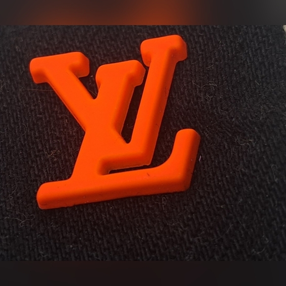 Louis Vuitton Logo Pin Initials Lapel Brooch Vibrant Orange Authentic - Picture 8 of 9